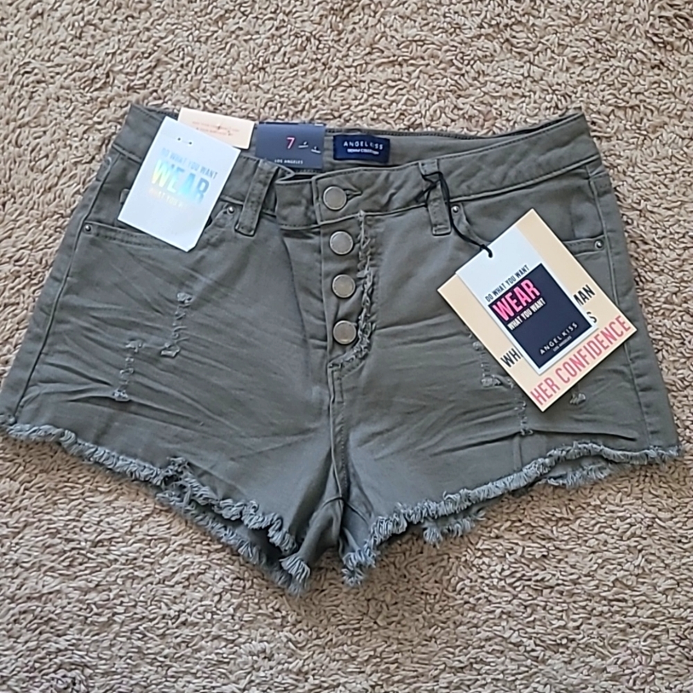 Olive Green Jean Shorts Size 7